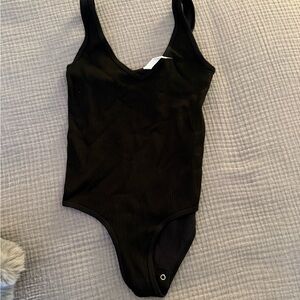 Aura Black Ribbed Bodysuit